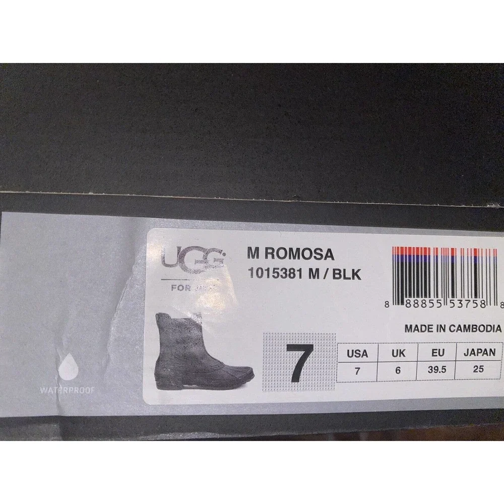 Ugg Australia Romosa Waterproof Black Leather Rubber Duck‎ Boots New Men’s 7